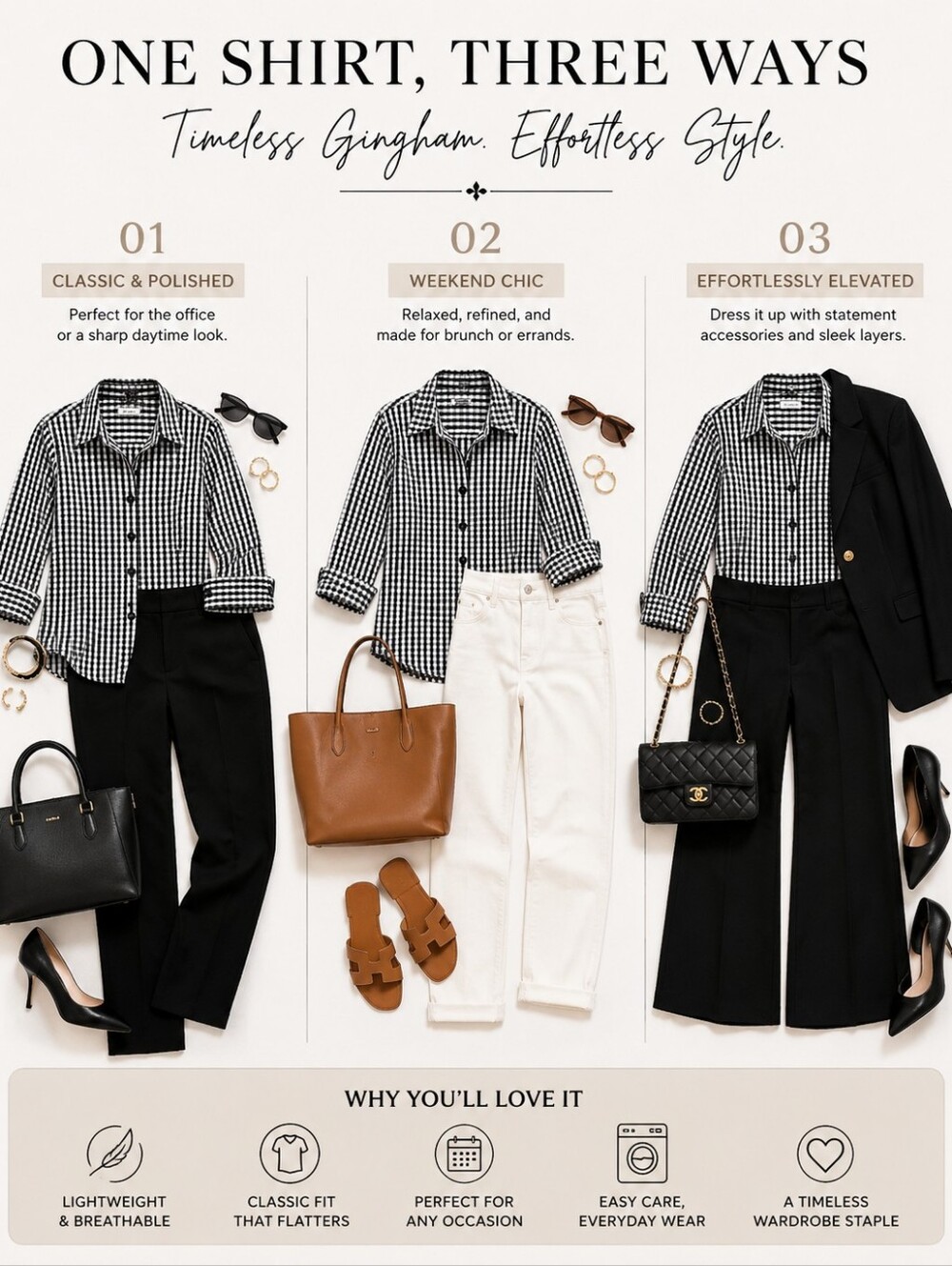 Foxcroft Black & White Gingham Button Front Blouse Size 14 | 3/4 Sleeve - Picture 4 of 9